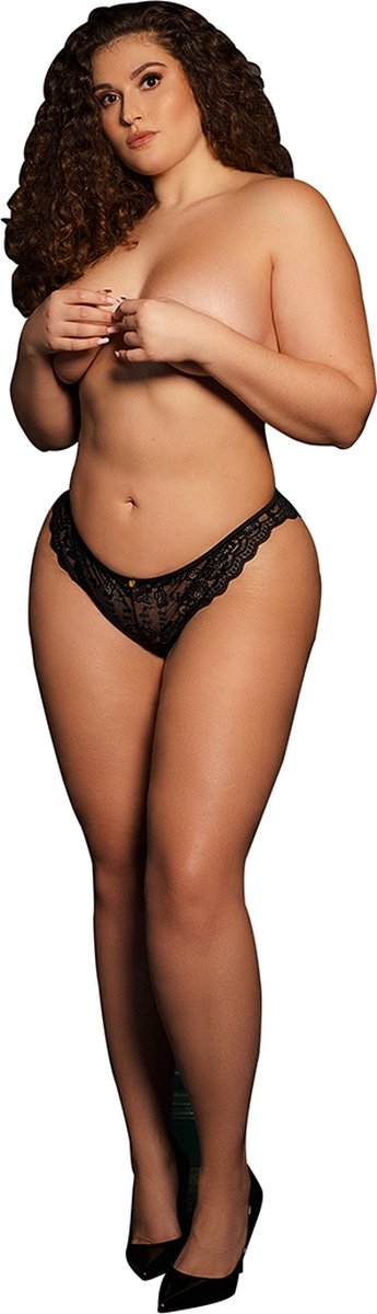 Shots - Le Désir BEL001BLKOSX - Claire - Elastic Lace Brief Golden Details - Black - OSX OSX