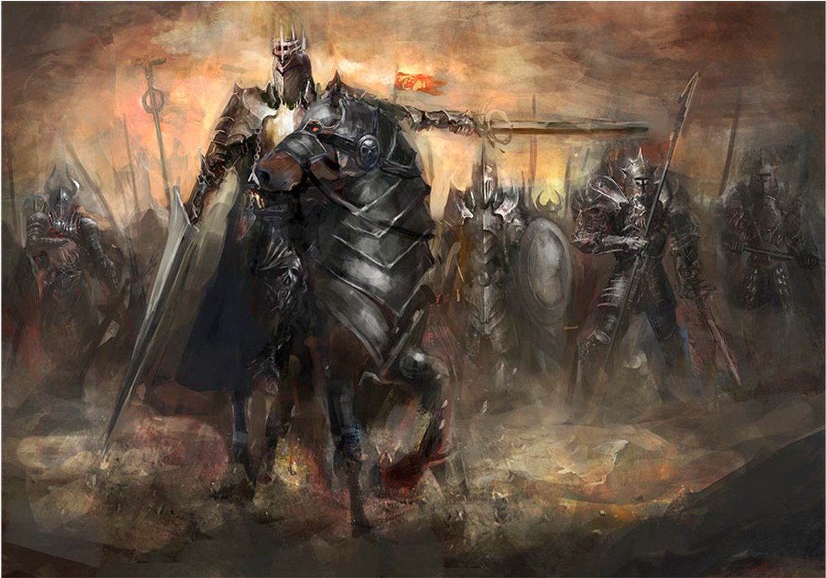 Fotobehangkoning - Behang - Vliesbehang - Fotobehang - Zwarte Ridder - Black rider - 400 x 280 cm