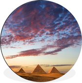 WallCircle - Wandcirkel - Muurcirkel - Drie piramides bij Caïro - Egypte - Aluminium - Dibond - ⌀ 140 cm - Binnen en Buiten