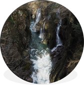 WallCircle - Wandcirkel - Muurcirkel - Wilde watervallen tussen de bergen in het Nationaal park Val Grande in Italië - Aluminium - Dibond - ⌀ 120 cm - Binnen en Buiten XXL