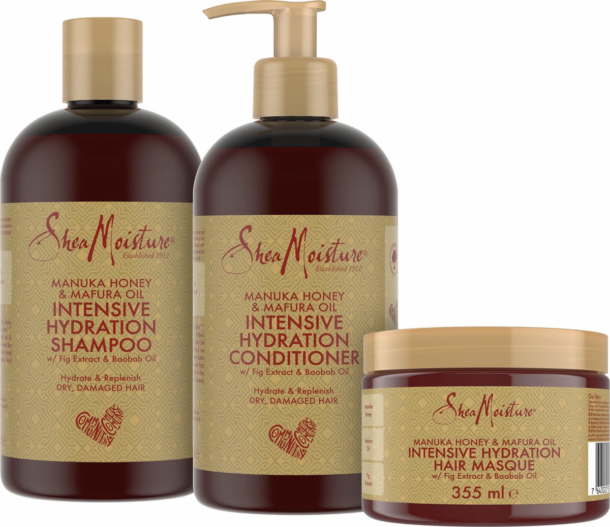 Shea Moisture Manuka Honey & Mafura Oil - Shampoo Conditioner & Haarmasker - Set of 3