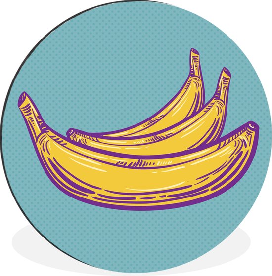 WallCircle - Wandcirkel - Muurcirkel - Abstracte bananen - Aluminium - Dibond - ⌀ 60 cm - Binnen en Buiten