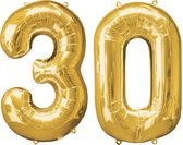 Versiering 30 Jaar Ballon Cijfer 30 Verjaardag Versiering Folie Helium Ballonnen Feest Versiering XL Formaat Goud - 86Cm