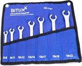 BITUXX 7-delige remleidingsleutelset dubbele ringsleutel - 6mm 8-19mm 22mm