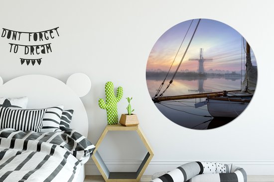 alt-placeholder: voilier-au-dessus des-eaux-du-parc-national-les-larges-en-angleterre_DqG6g4AR_mediumjpg Cercle mural aluminium ⌀ 120 cm - tirage photo sur cercle mural / cercle vivant / cercle jardin (décoration murale) XXL / Groot format !