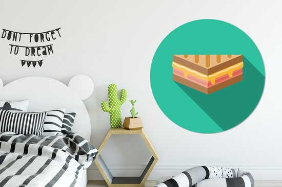 Une illustration fictive d'un sandwich grillé Cercle mural aluminium ⌀ 120 cm - impression photo sur cercle mural / cercle vivant / cercle jardin (décoration murale) XXL / Groot format!