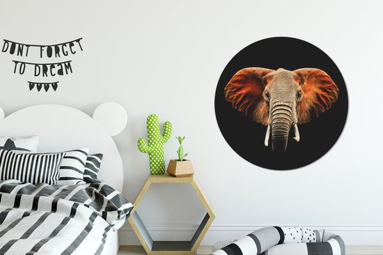 Cercle mural - Aluminium - Éléphant - Animaux - Couleurs - ⌀ 90 cm