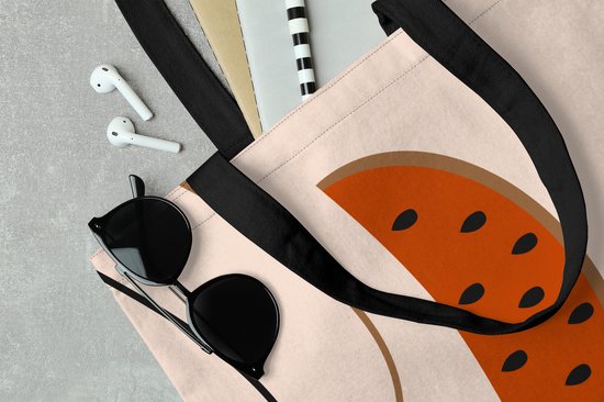 Sac bandoulière - Sac de plage - Shopper Summer - Pastèque - Lignes - 40x40 cm - Sac coton