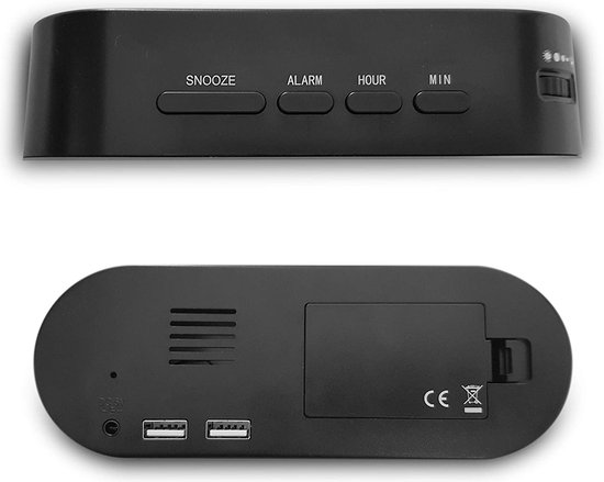 ThreeH Wekkerradio met USB-oplaadpoorten, elektrische klokken met instelbare helderheid, sluimerfunctie, 12/24 uur, groen