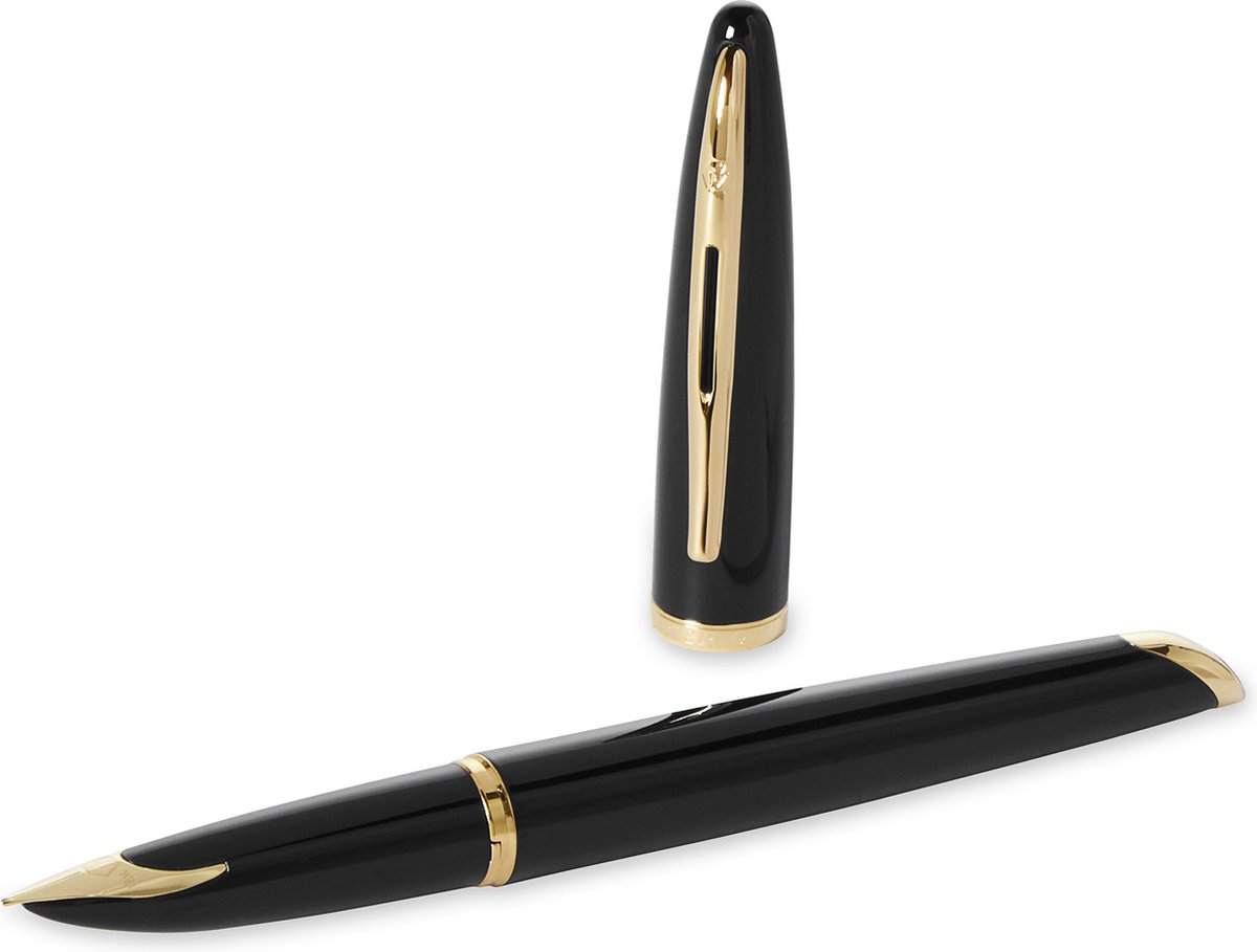 Waterman Carène Zwarte zee vulpen | hoogglans zwart met 23-karaats