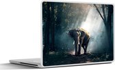 Laptop sticker - 14 inch - Olifant - Dieren - Licht - Bos - Natuur - Wilde dieren - 32x5x23x5cm - Laptopstickers - Laptop skin - Cover