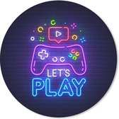 Gaming Muismat - Mousepad - 40x40 cm - Gaming - Neon - Let's Play - Controller - Quotes - Geschikt voor Gaming Muis en Gaming PC set