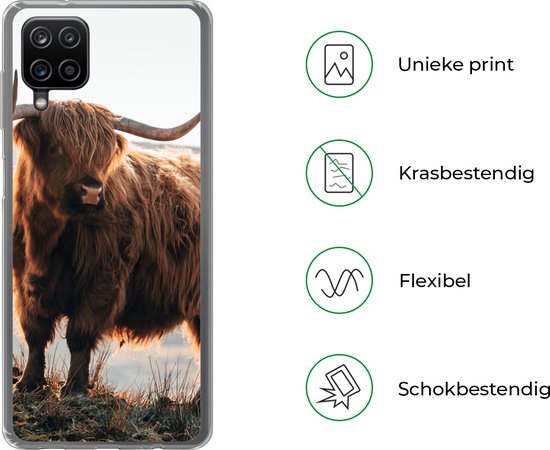 Coque Samsung Galaxy A12 - Highlander écossais - Animaux - Rural - Paysage - Vache - Nature - Coque en Siliconen
