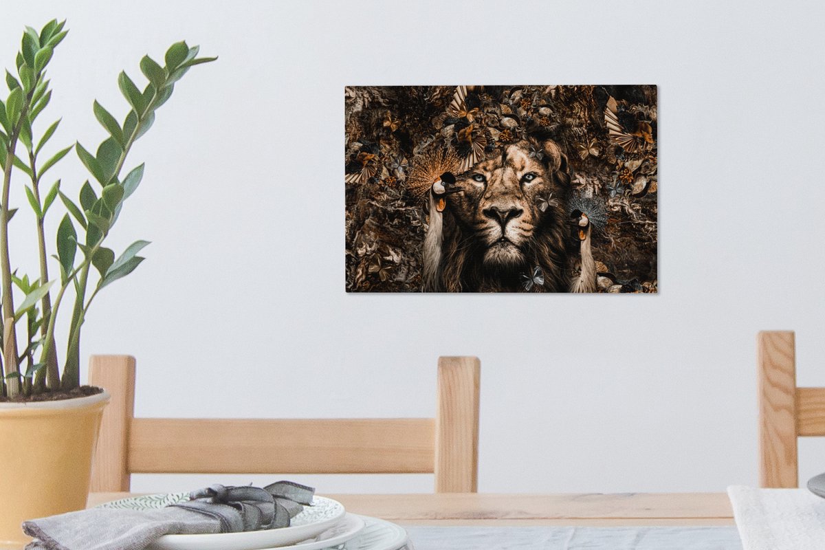 Toile - Tableau - Animaux - Lion - Safari - Afrique - Papillon - Luxe -  Vogel 