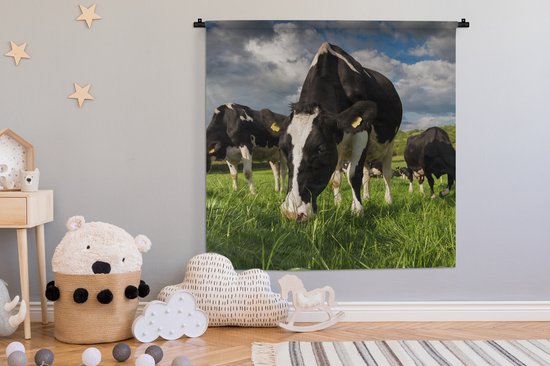 Tapisserie - Tapisserie - Vaches - Animaux - Herbe - Pâturage - Ferme - 120x120 cm - Tapisserie