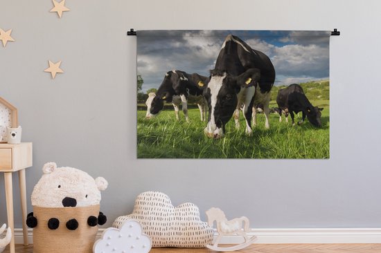 Tapisserie - Toile murale - Vaches - Animaux - Herbe - Pâturage - Ferme - 150x100 cm - Tapisserie