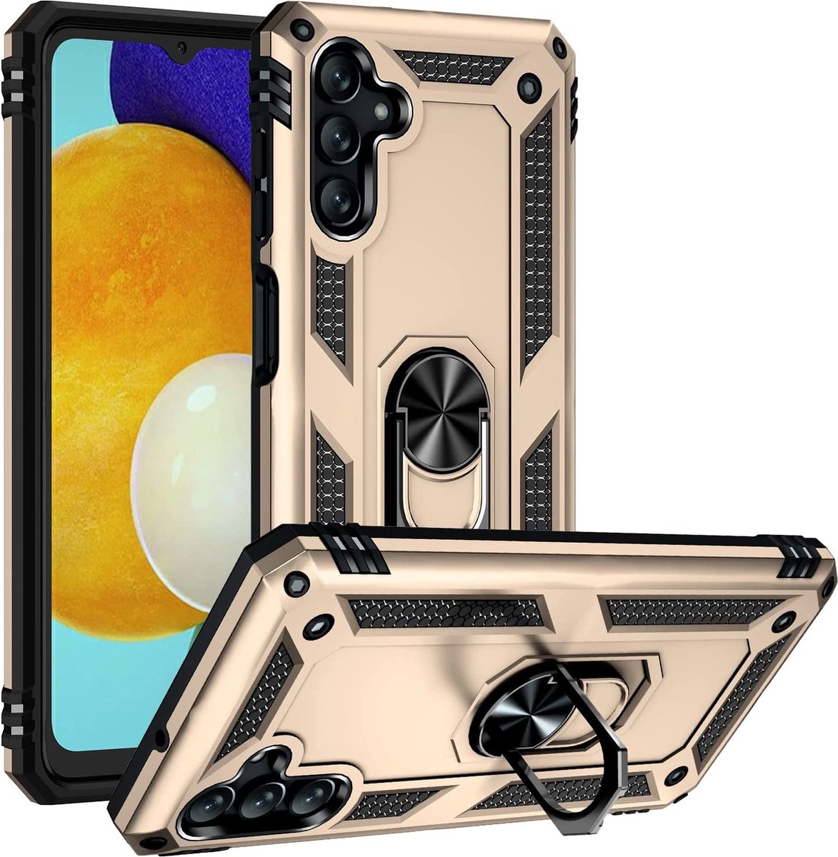 Anti-Shock Hybrid Ring Armor Hoesje Geschikt voor: Samsung Galaxy A13 4G - goud