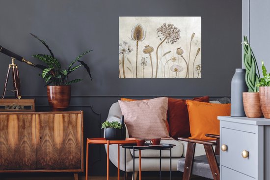 Stickers muraux - Sticker Foil - Fleurs - Aquarelle - Nature Morte - Marron - Vintage - 80x60 cm - Film Adhésif - Stickers muraux Muraux Chambre Enfant - Papier Peint Autocollant