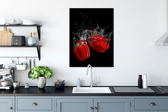 Cadre photo avec affiche - Paprika - Nature morte - Water - Rouge - 60x80 cm - Cadre pour affiche - Décorations de Noël - Décoration de Noël pour l'intérieur - Noël