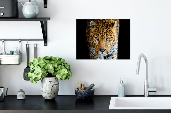 Stickers muraux - Film autocollant - Léopard - Animaux - Portrait - Animaux sauvages - Zwart - 40x30 cm - Film adhésif - Stickers muraux chambre enfant - Papier peint autocollant - Papier peint autocollant - Film autocollant