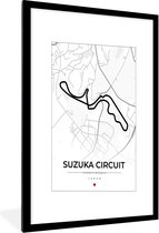 Fotolijst incl. Poster - F1 - Racing - Japan - Suzuka Circuit - Racebaan - Wit - 60x90 cm - Posterlijst