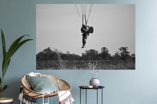 Stickers muraux - Film autocollant - Amérique - Zwart - Wit - Parachute - 120x80 cm - Film adhésif - Stickers muraux chambre d'enfant - Papier peint autocollant - Papier peint autocollant - Film autocollant