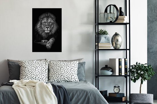 Affiche Lion - Animaux - Zwart - Wit - 40x60 cm