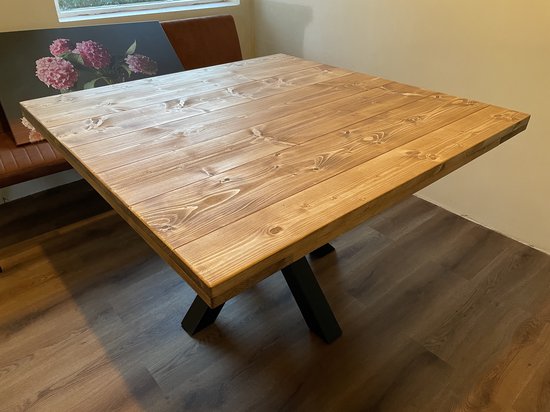 Eettafel Tendenza Base (vierkant) - 1.60 x 1.60 tafelblad steigerhout in  kleur naar... | bol.com