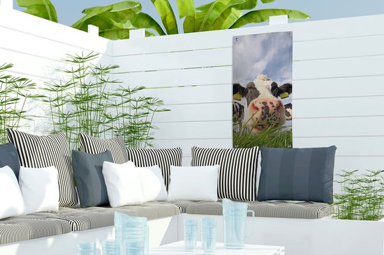 Poster de jardin Vache - Ferme - Herbe - Animaux - 30x60 cm - Toile jardin - Poster extérieur