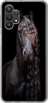 Geschikt voor Samsung Galaxy A32 5G hoesje - Paarden - Fries - Manen - Zwart - Dieren - Siliconen Telefoonhoesje
