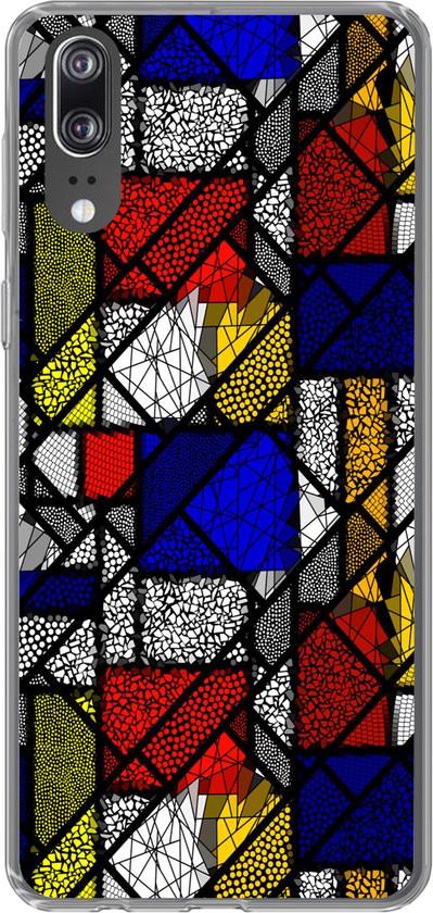 Coque Huawei P20 - Mondrian - Glas - Oude Meesters - Oeuvre - Abstrait - Peinture - Coque de téléphone en Siliconen