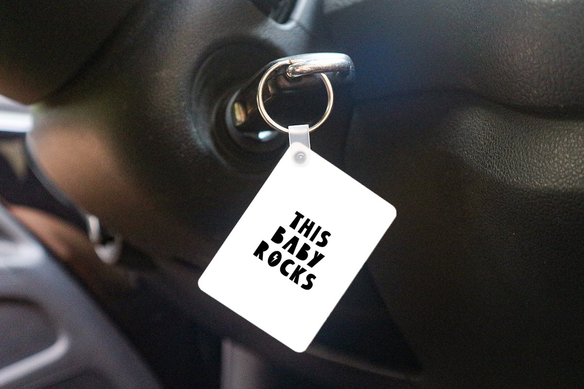 Sleutelhanger - Quotes - This baby rocks - Baby - Kinderen - Spreuken - Uitdeelcadeautjes - Plastic