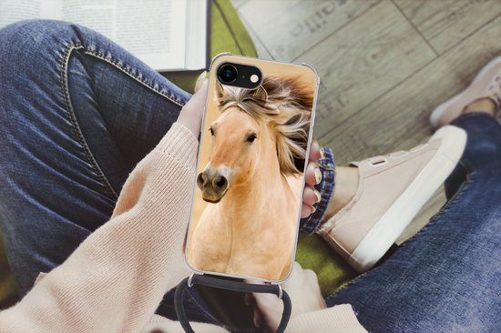 Coque avec cordon iPhone 8 - Paarden - Animaux - Crinières - Portrait - Siliconen - Bandoulière - Coque arrière avec cordon - Coque pour téléphone avec cordon - Coque avec corde