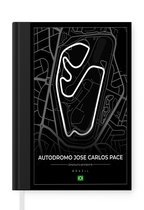 Notitieboek - Schrijfboek - Racebaan - Brazilië - Circuit - Formule 1 - Autódromo José Carlos Pace - Zwart - Notitieboekje klein - A5 formaat - Schrijfblok