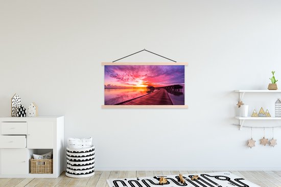 Porte-affiche avec affiche - Affiche scolaire - Échafaudage - Water - Soleil - Rose - Horizon - 150x75 cm - Lattes transparentes