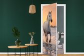 Deursticker Paarden - Zon - Zee - Strand - Dieren - 75x205 cm - Deurposter