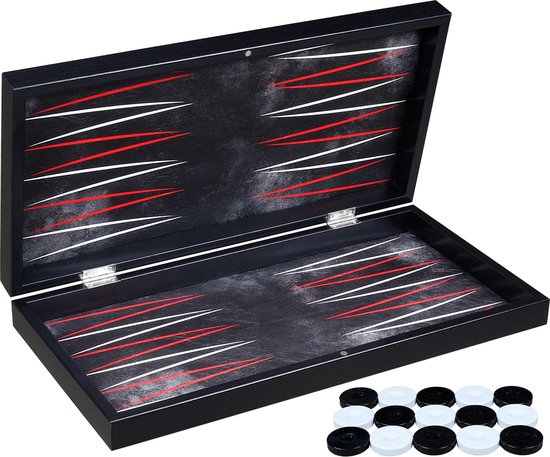 Afbeelding van het spel Klassiek Leren Backgammon - Grote koffer - Turks Tavla - Maat XXL 48cm