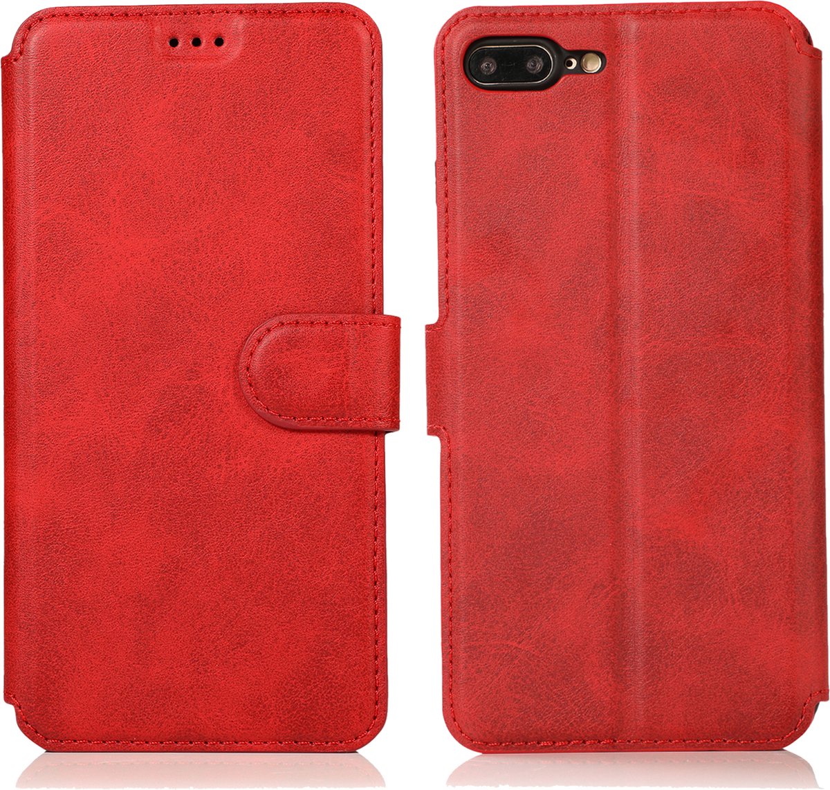 Bookcase Geschikt voor Apple iPhone 7 Plus / 8 Plus - Rood - Pasjeshouder - Portemonnee