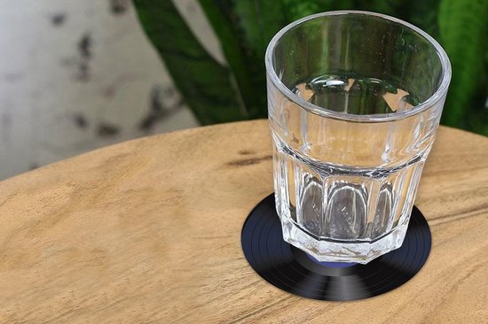 Sous- Sous-verres - Lp - Vinyl - Rétro - Rond - Blauw - Sous- Sous-verres pour verres 10x10 cm - 6 pièces