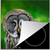 KitchenYeah® Inductie beschermer 78x78 cm - Vogel - Uil - Dieren - Bruin - Portret - Kookplaataccessoires - Afdekplaat voor kookplaat - Inductiebeschermer - Inductiemat - Inductieplaat mat