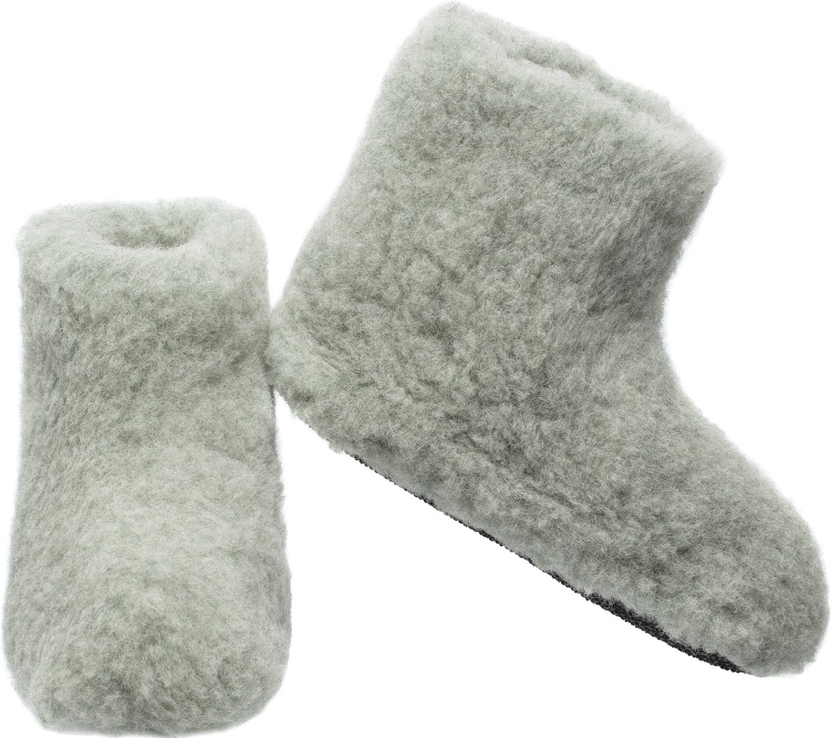 LuLu- Merino Wollen sloffen / pantoffels - groen - Antislip zool - maat 37 - Laarsmodel - Dames