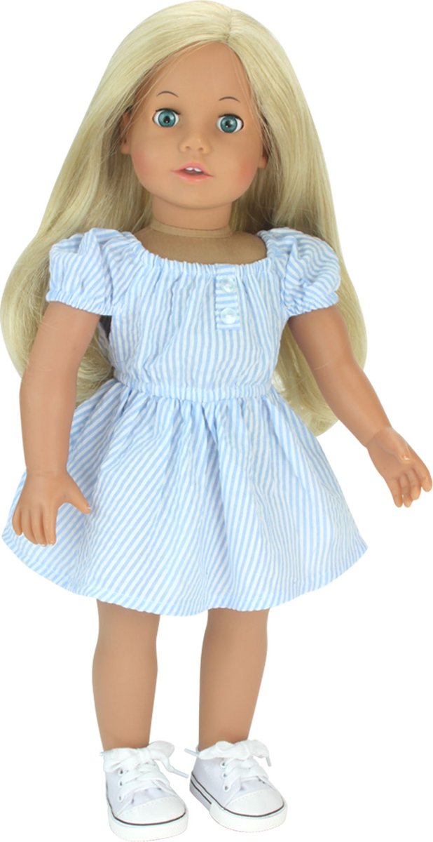 Sophia's by Teamson Kids 45.7 cm Pop met Blond Haar - Blauw/Wit Gestreepte Jurk en Canvas Sneakers - Poppen Speelgoed - "Sophia" van Merkloos — afbeelding 2