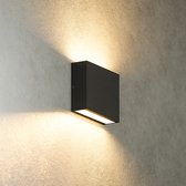 Dimbare LED Wandlamp Otis S - 7 Watt - 2700K warm wit - Up & Down light - IP54 voor binnen en buiten - Zwart