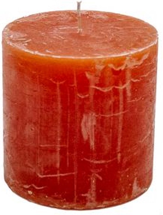 Bougie pilier - Oranje - 10x10cm - paraffine - lot de 4