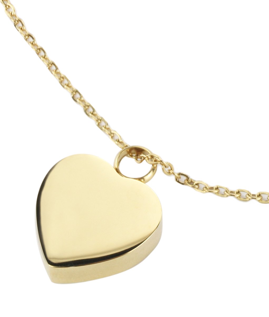 Traveller Ashanger- Ashanger met Ketting - Assierraad - Goudkleurig - Edelstaal - Hart - Verstelbare Ketting 45 + 5 cm - 181174