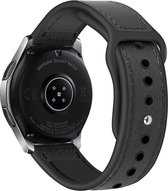 Strap-it smartwatch bandje 22mm - Leren hybrid siliconen bandje geschikt voor Samsung Galaxy Watch 46mm / Gear S3 Classic & Frontier / Galaxy Watch 3 45mm / Amazfit GTR 47mm / GTR 2 / GTR 3 / GTR 4 - zwart