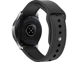 Strap-it smartwatch bandje 22mm - Leren hybrid siliconen bandje geschikt voor Samsung Galaxy Watch 46mm / Gear S3 Classic & Frontier / Galaxy Watch 3 45mm / Amazfit GTR 47mm / GTR 2 / GTR 3 / GTR 4 - zwart