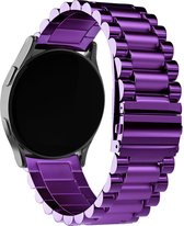 Strap-it Steel link strap 20mm - Bracelet en acier inoxydable adapté pour Samsung Galaxy Watch 42mm / Active / Active2 / Galaxy Watch 3 41mm - Garmin Vivoactive 3 / Venu - SQ - Amazfit GTS / GTS 2 / Bip - Violet