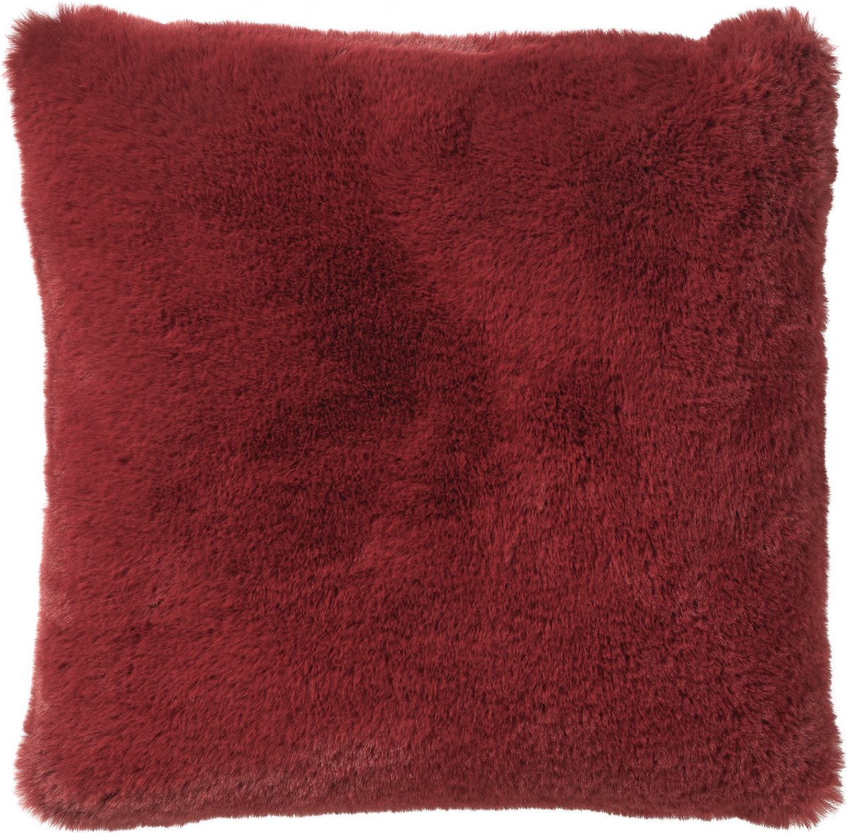 Dutch Decor ZAYA - Sierkussen 45x45 cm - bontlook - effen kleur - Merlot - rood - Inclusief binnenkussen - Luxe kussens voor woonkamer & bank