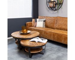 Paras 90 & 65 - Set van 2 - Bijzettafel - Mangohout - Salontafel Rond